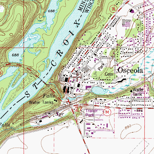 Topographic Map of Osceola Fire and Rescue, WI