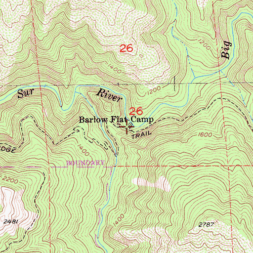 Topographic Map of Barlow Flat Camp, CA