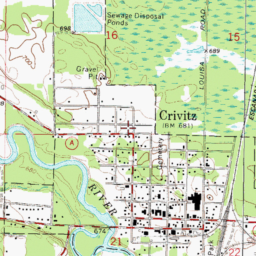 Topographic Map of Crivitz Volunteer Fire Department, WI