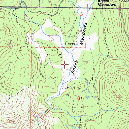 Topographic Map of Beach Meadows, CA