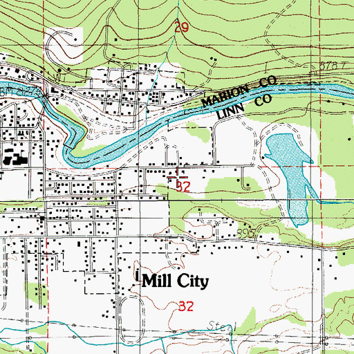 Topographic Map of Mill City Sewage System, OR