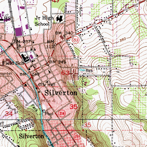 Topographic Map of Silverton Water Treatment Plant, OR
