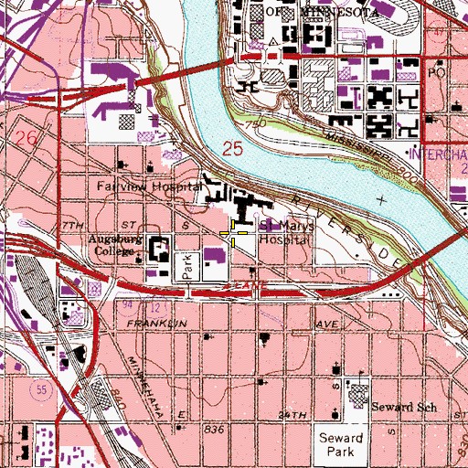 Topographic Map of University of Minnesota Masonic Children's Hospital, MN