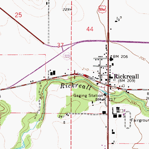 Topographic Map of Cherriots Rickreall Park and Ride, OR