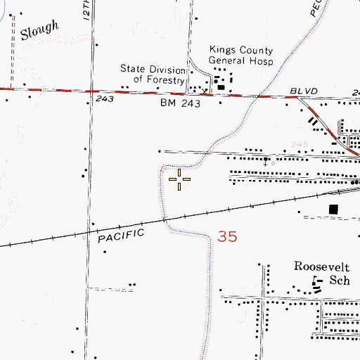 Topographic Map of Adventist Medical Center - Hanford, CA