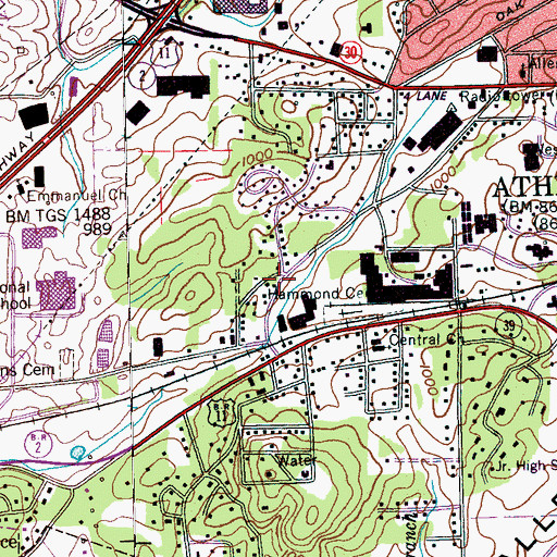 Topographic Map of American Medical Response of Tennessee, TN