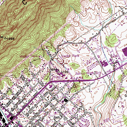 Topographic Map of Campbell County EMS, TN