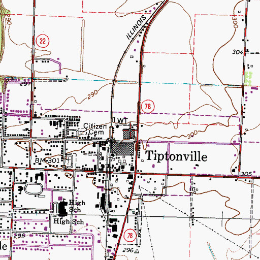 Topographic Map of Lake County Emergency Medical Services, TN