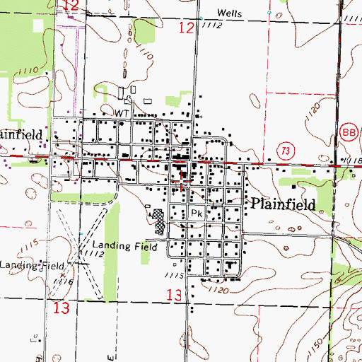 Topographic Map of Plainfield Fire Department, WI