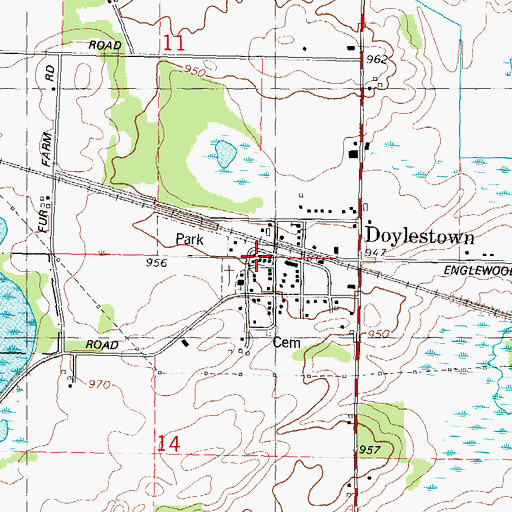 Topographic Map of Doylestown Volunteer Fire Department, WI
