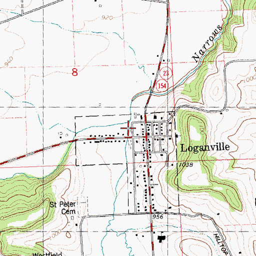 Topographic Map of Loganville Area Fire Department, WI