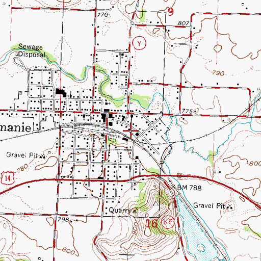 Topographic Map of Mazomanie Fire Department, WI