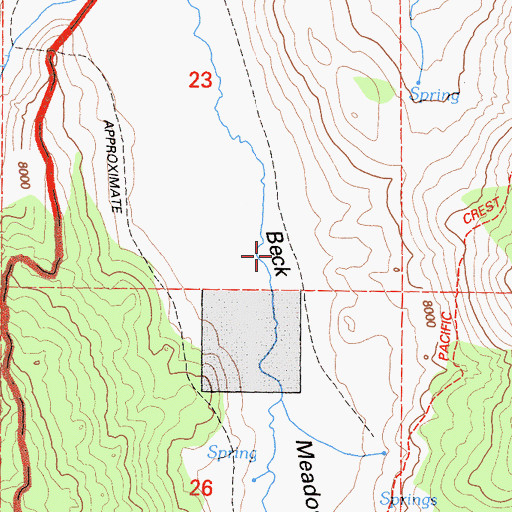 Topographic Map of Beck Meadow, CA