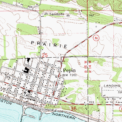 Topographic Map of Pepin Fire Department, WI