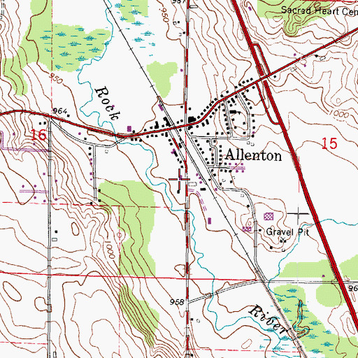 Topographic Map of Allenton Volunteer Fire Department, WI