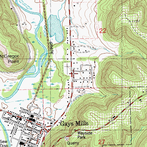 Topographic Map of Gays Mills Volunteer Fire Department, WI