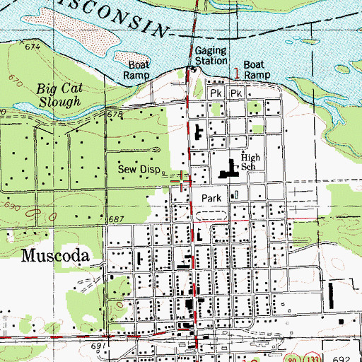 Topographic Map of Muscoda Fire and Rescue, WI