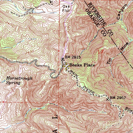 Topographic Map of Beeks Place, CA