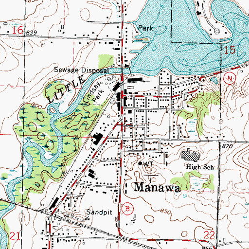 Topographic Map of Manawa Rural Fire and Ambulance Department, WI