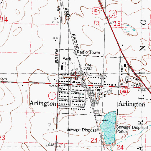 Topographic Map of Arlington Fire Rescue, WI