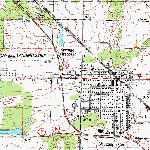 Topographic Map of Rio Fire Department / Rio Emergency Medical Services, WI