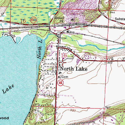 Topographic Map of North Lake Volunteer Fire Department, WI