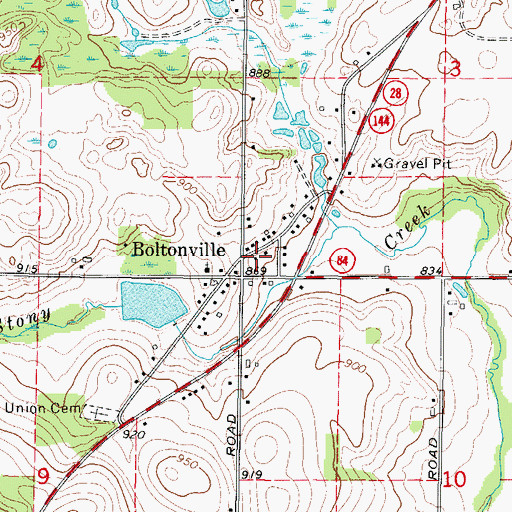 Topographic Map of Boltonville Volunteer Fire Department, WI