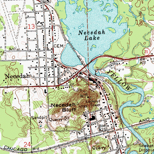 Topographic Map of Necedah Fire Department, WI