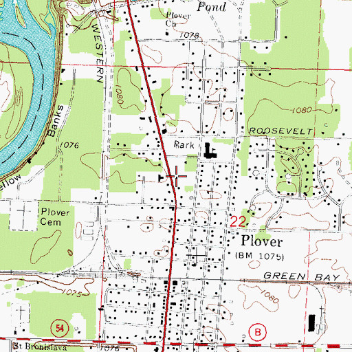 Topographic Map of Village of Plover Fire and Emergency Medical Services Department, WI