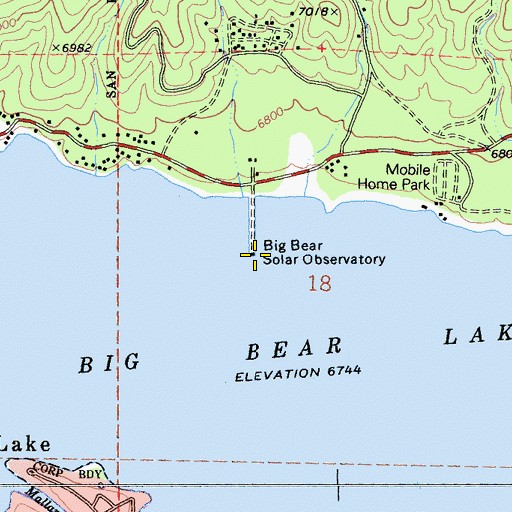 Topographic Map of Big Bear Solar Observatory, CA