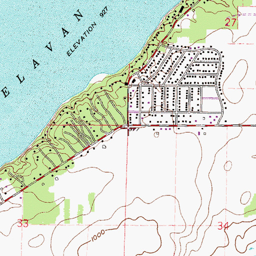 Topographic Map of Town of Delavan Fire Department Station 2, WI