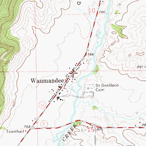 Topographic Map of Waumandee - Montana Volunteer Fire Department, WI
