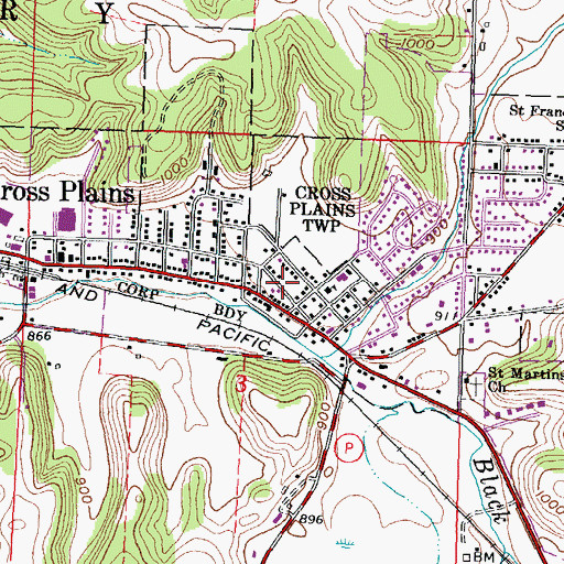 Topographic Map of Cross Plains Berry Emergency Medical Services, WI