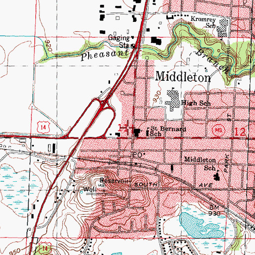 Topographic Map of Middleton Emergency Medical Services, WI