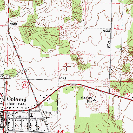 Topographic Map of Waushara County Emergency Medical Services Coloma Plainfield Division, WI