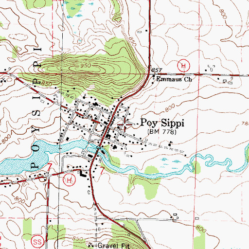 Topographic Map of Waushara County Emergency Medical Services Poy Sippi Division, WI