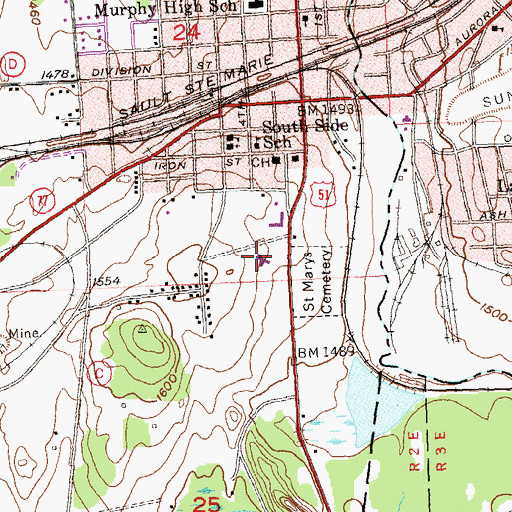 Topographic Map of Beacon Ambulance Service, WI