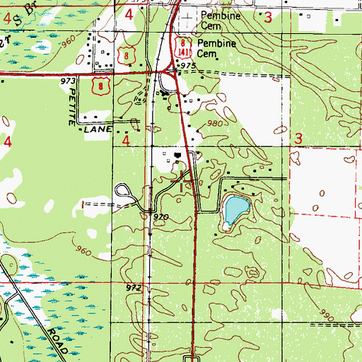 Topographic Map of Pembine - Dunbar - Beecher Rescue Squad, WI
