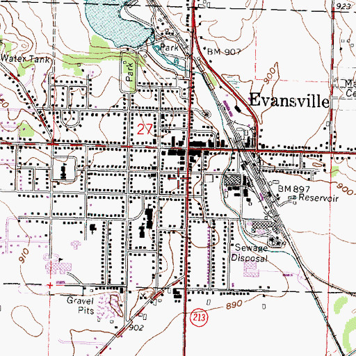 Topographic Map of Evansville Emergency Medical Ambulance Services, WI