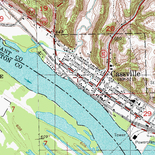 Topographic Map of Cassville Rescue Squad Ambulance Service, WI