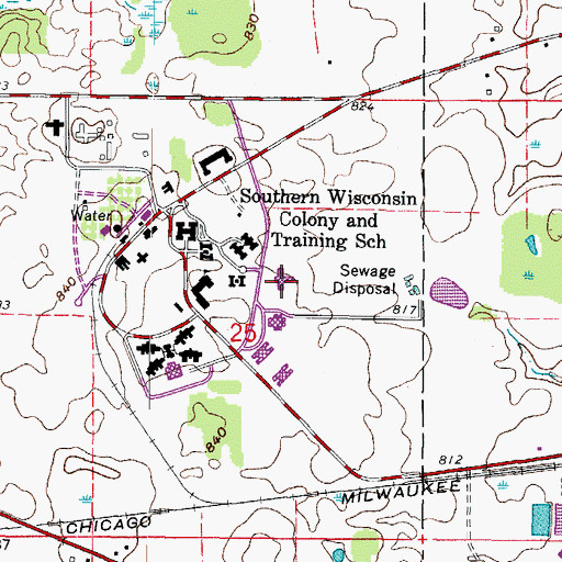 Topographic Map of Southern Wisconsin Center, WI