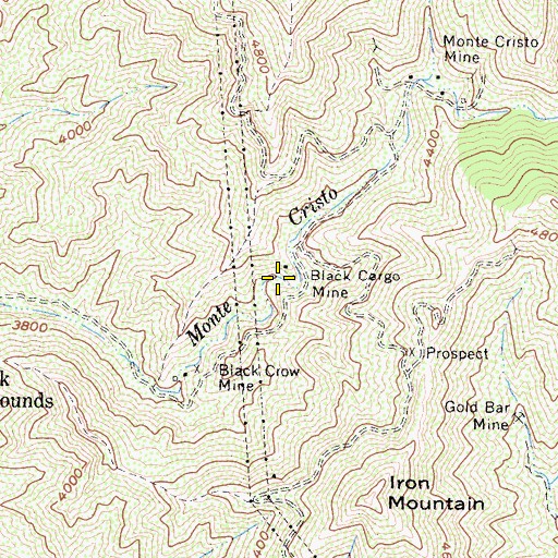 Topographic Map of Black Cargo Mine, CA