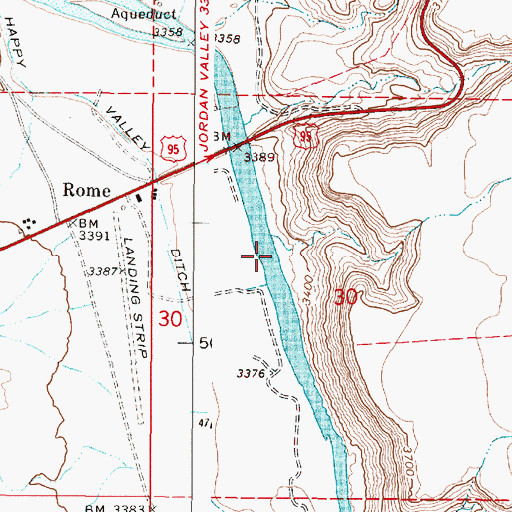 Topographic Map of Rome Access Boat Launch, OR