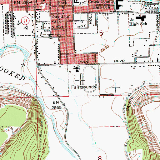 Topographic Map of Crook County Fairgrounds Outdoor Arena, OR