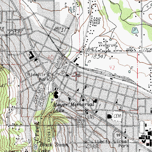 Topographic Map of Ashland Historic Railroad Museum, OR