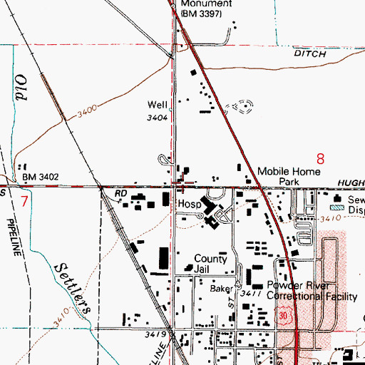 Topographic Map of Baker County Public Health Department, OR