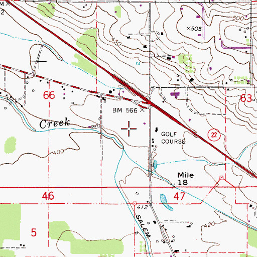 Topographic Map of Cherriots State Highway 22 and Golf Club Road Park and Ride, OR