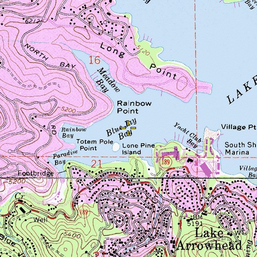 Topographic Map of Blue Jay Bay, CA