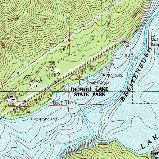 Topographic Map of Detroit Lake State Park Boat Ramp G, OR