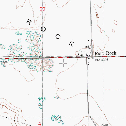 Topographic Map of Fort Rock Valley Historical Homestead Museum, OR
